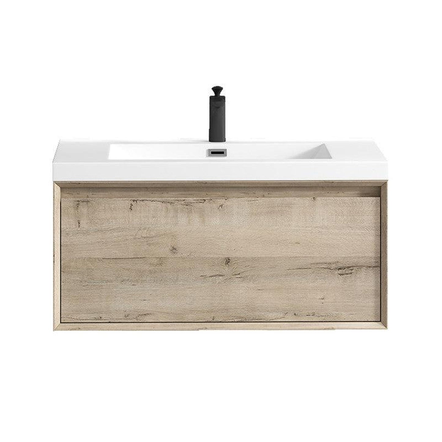 Moreno Bath BELLA 36" Light Oak Wall-Mounted Vanity With Single Reinforced White Acrylic Sink