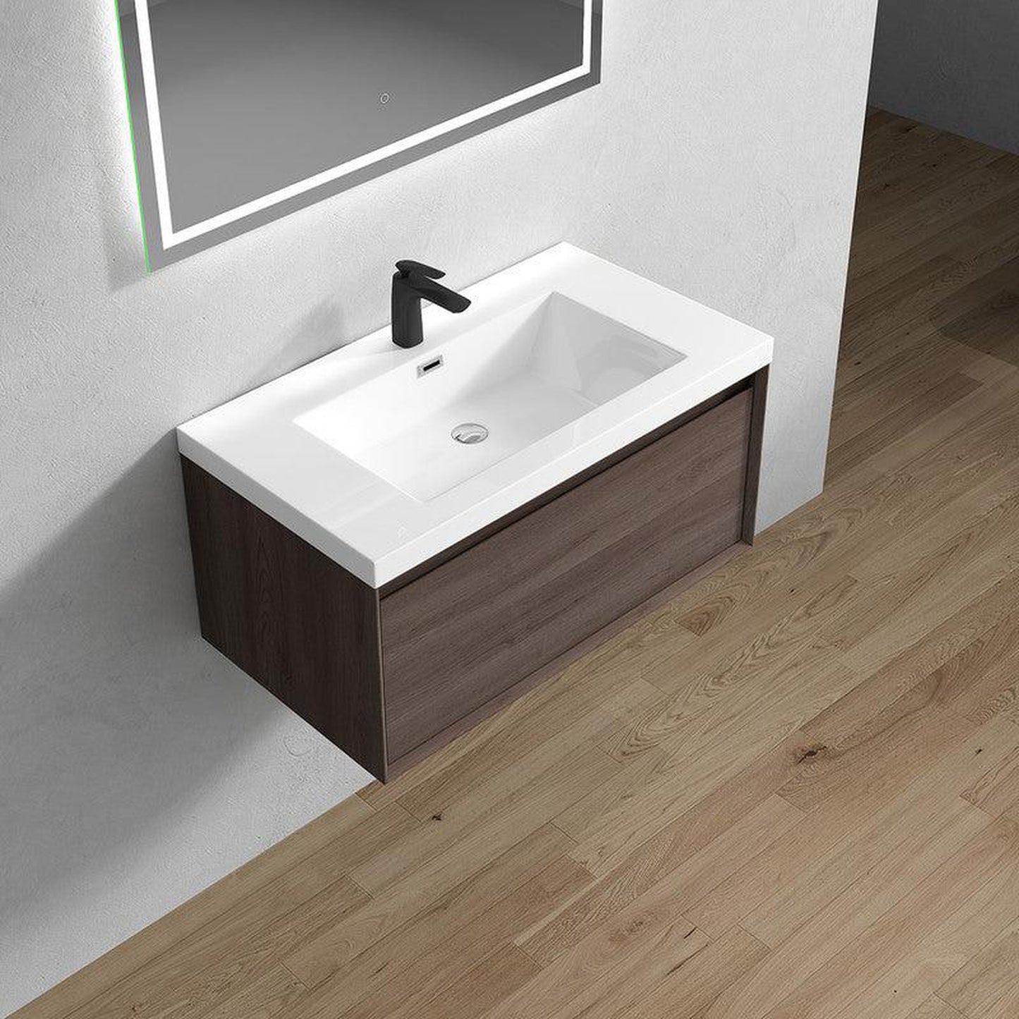 Moreno Bath BELLA 36" Red Oak Wall-Mounted Vanity With Single Reinforced White Acrylic Sink