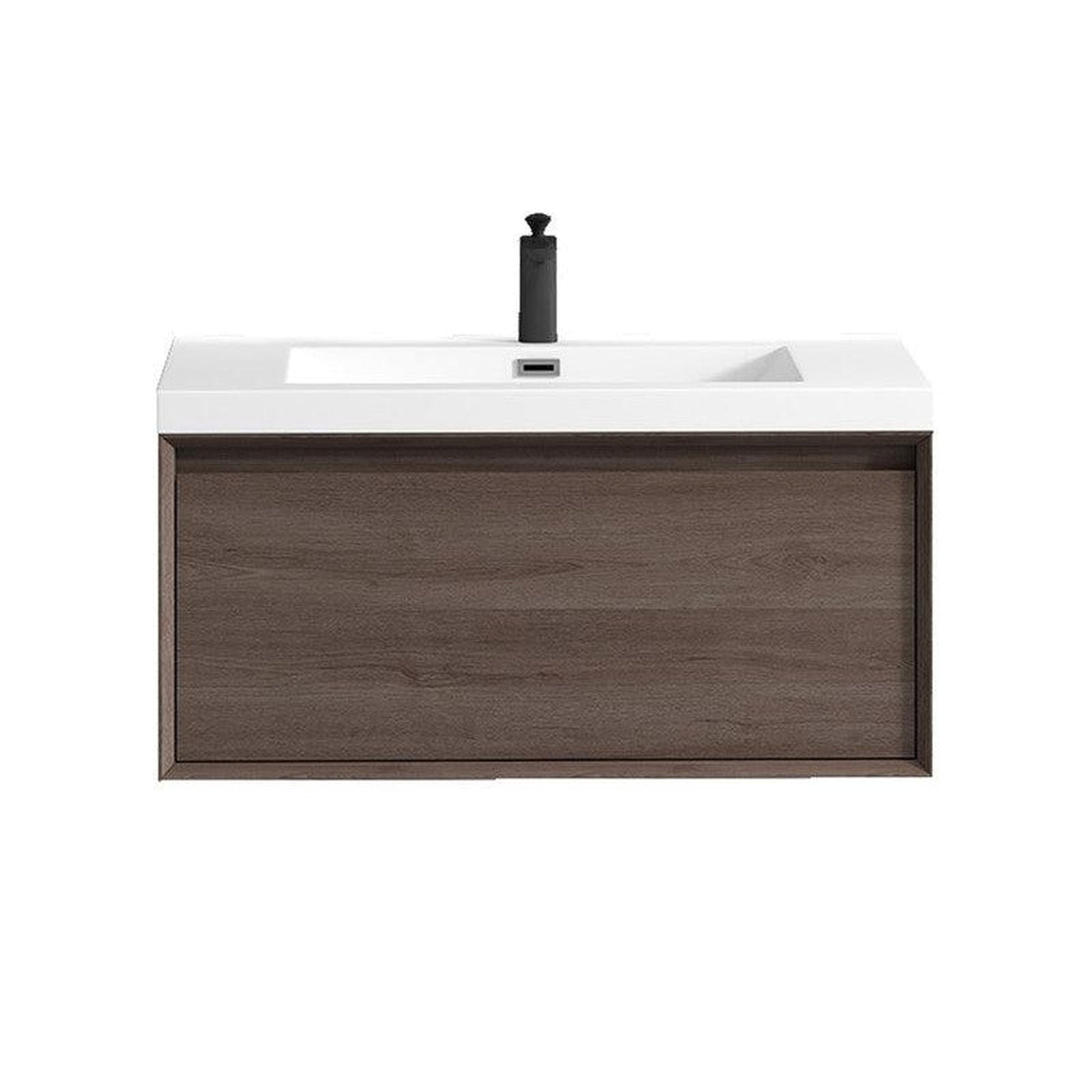 Moreno Bath BELLA 36" Red Oak Wall-Mounted Vanity With Single Reinforced White Acrylic Sink