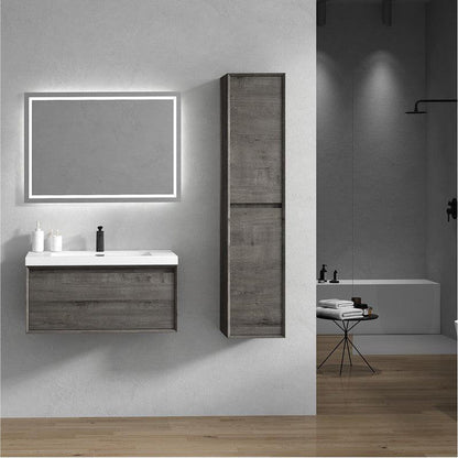 Moreno Bath BELLA 36" Smoke Oak Wall-Mounted Vanity With Single Reinforced White Acrylic Sink