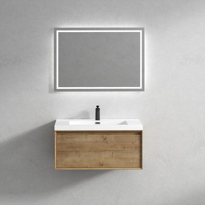 Moreno Bath BELLA 36" White Oak Wall-Mounted Vanity With Single Reinforced White Acrylic Sink