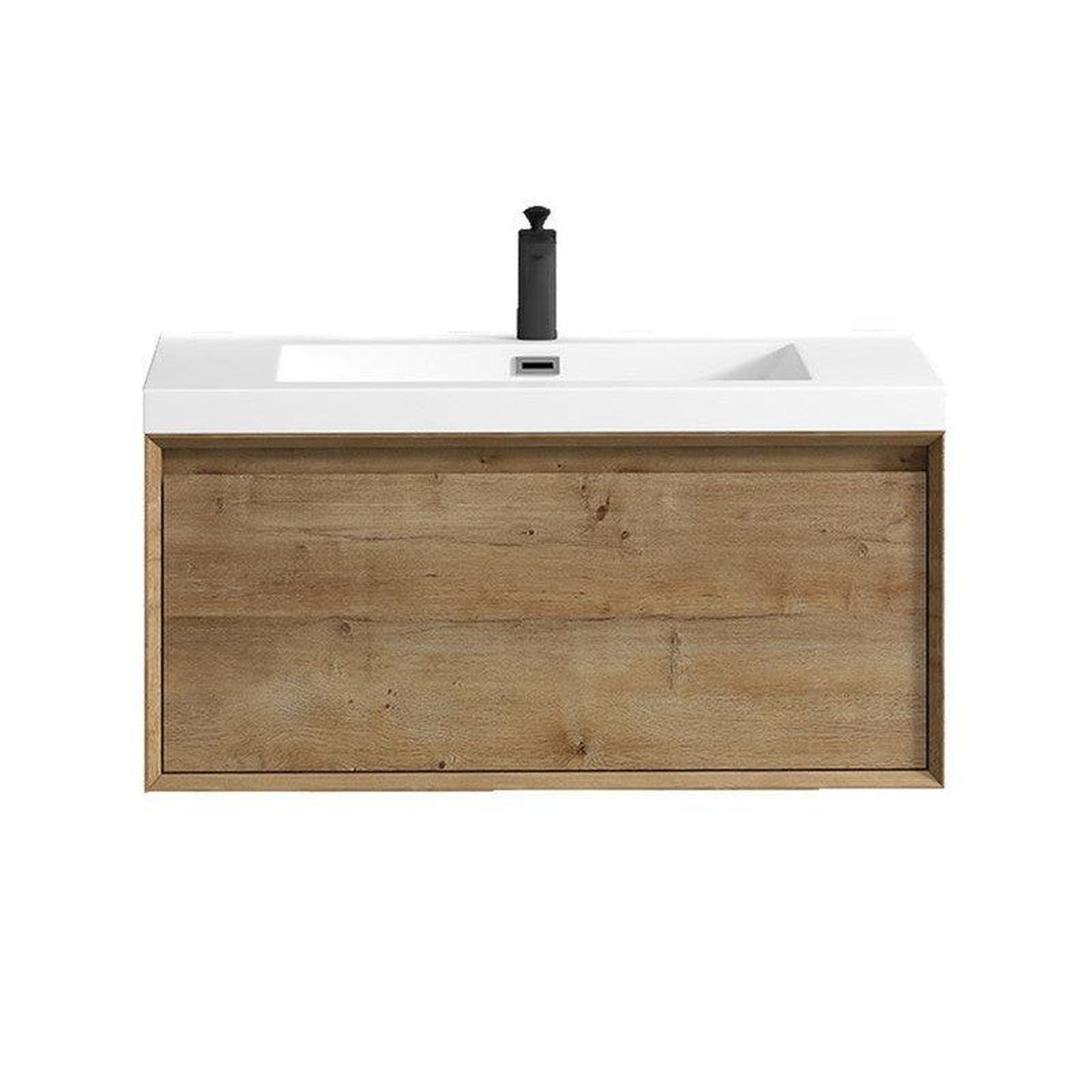 Moreno Bath BELLA 36" White Oak Wall-Mounted Vanity With Single Reinforced White Acrylic Sink