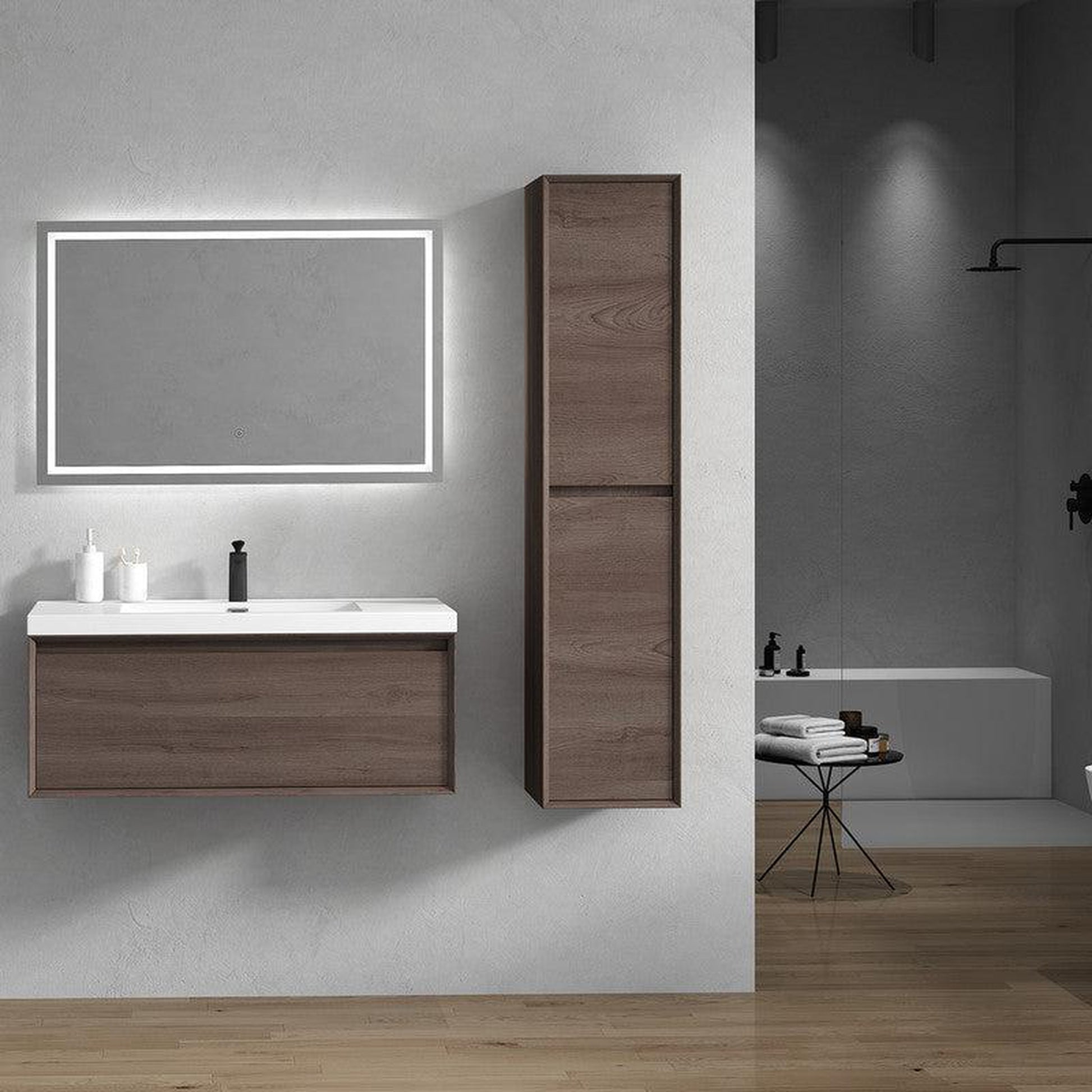 Moreno Bath BELLA 42" Red Oak Wall-Mounted Vanity With Single Reinforced White Acrylic Sink