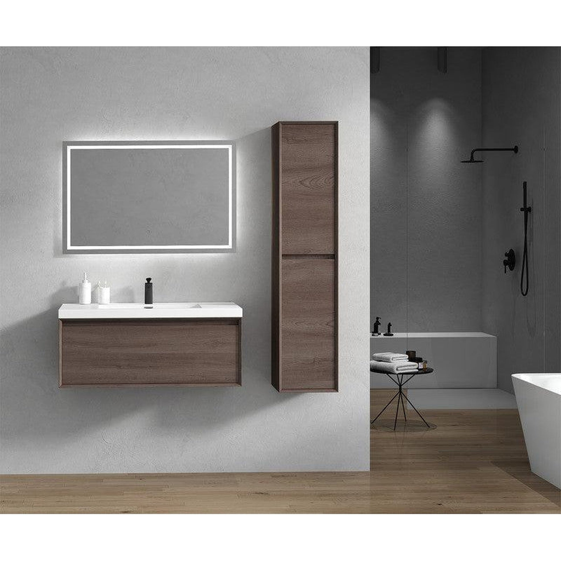 Moreno Bath BELLA 42" Red Oak Wall-Mounted Vanity With Single Reinforced White Acrylic Sink