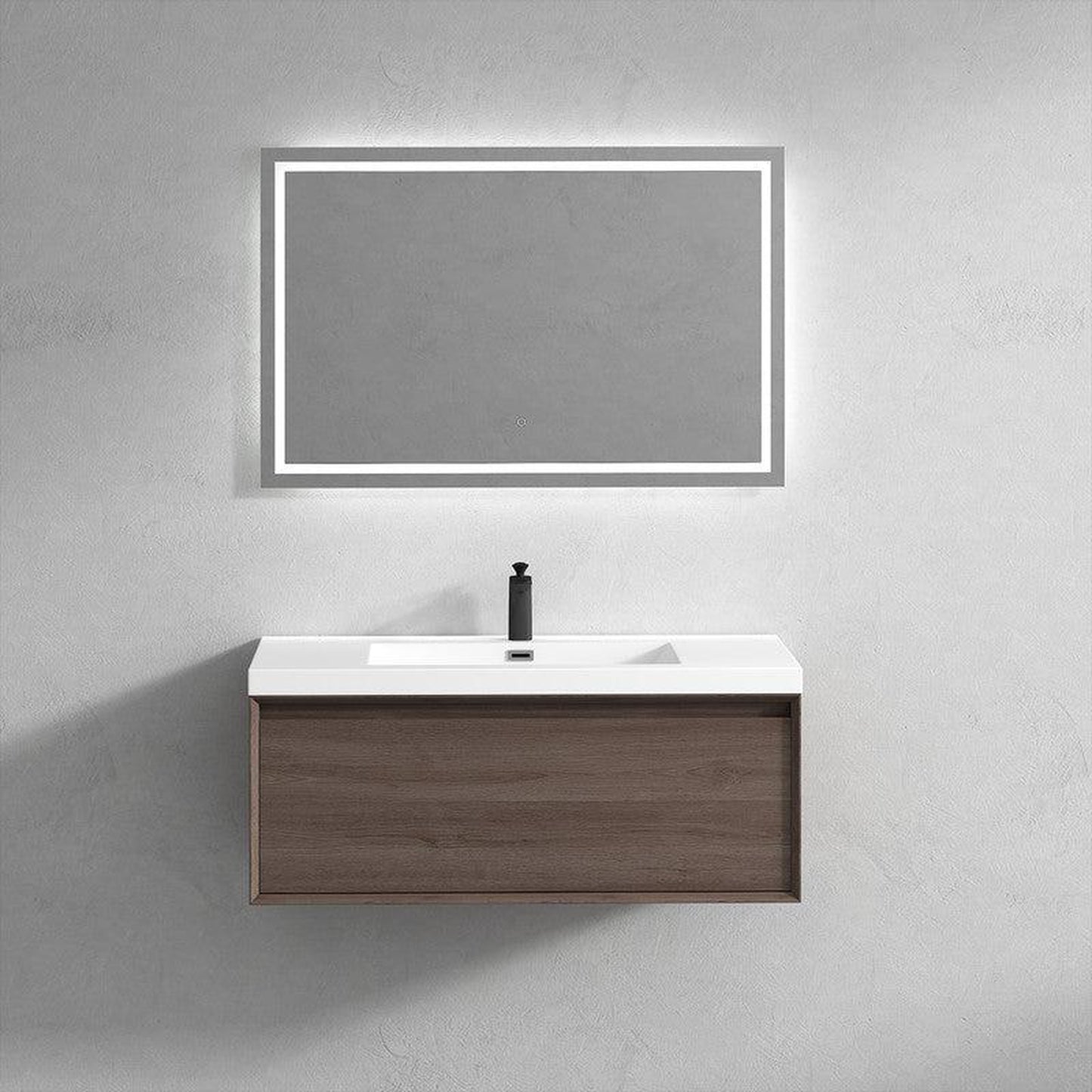 Moreno Bath BELLA 42" Red Oak Wall-Mounted Vanity With Single Reinforced White Acrylic Sink