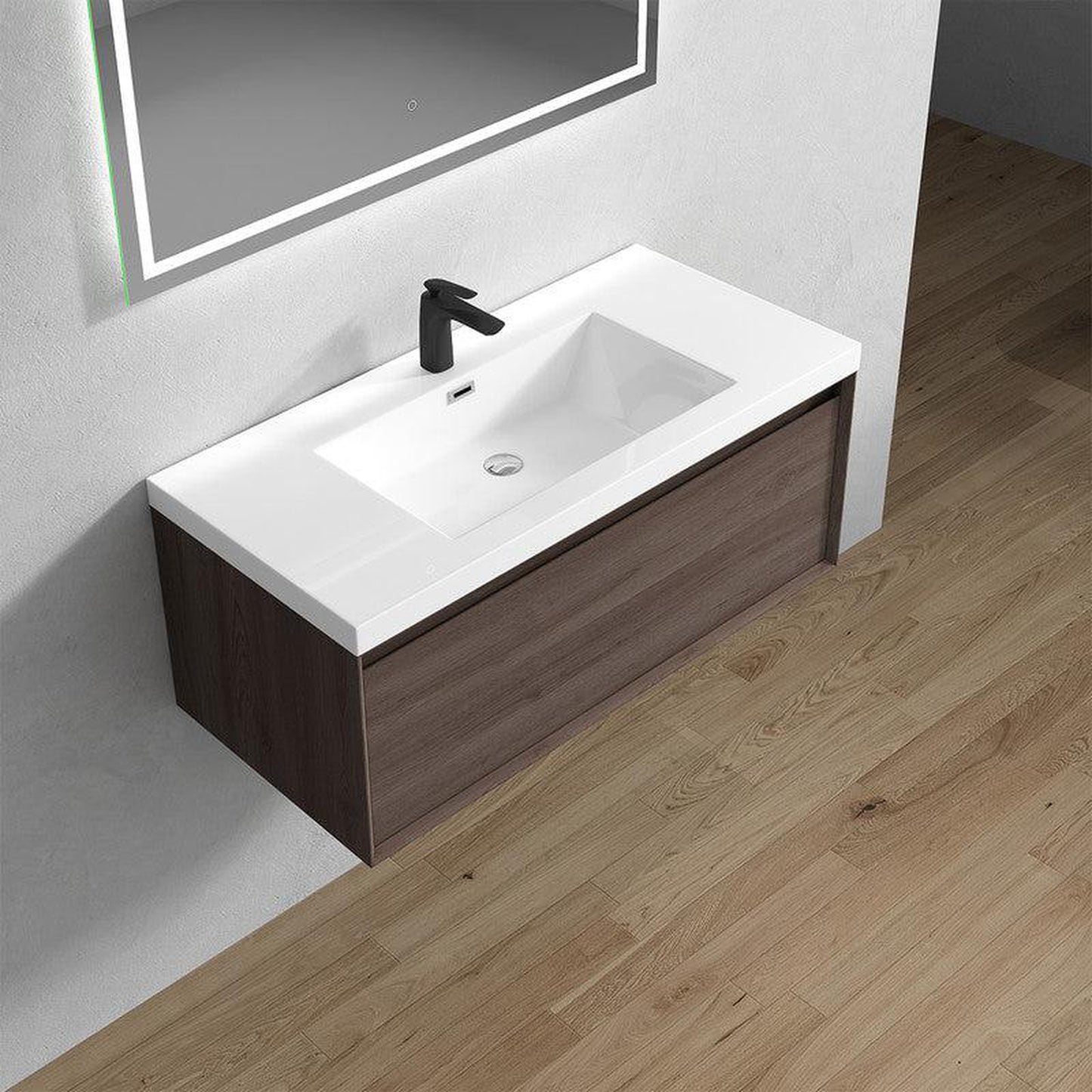 Moreno Bath BELLA 42" Red Oak Wall-Mounted Vanity With Single Reinforced White Acrylic Sink