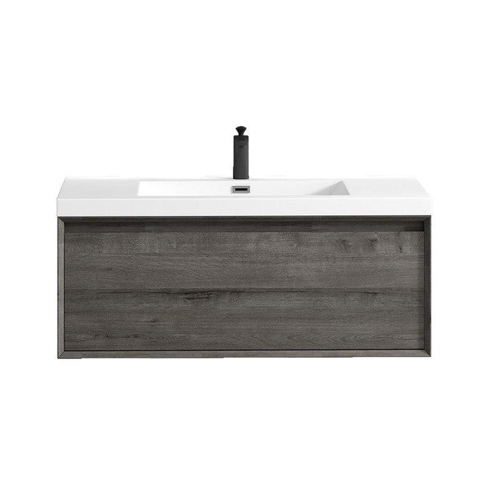 Moreno Bath BELLA 42" Smoke Oak Wall-Mounted Vanity With Single Reinforced White Acrylic Sink