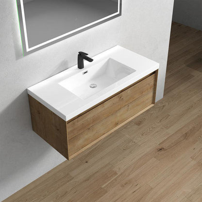 Moreno Bath BELLA 42" White Oak Wall-Mounted Vanity With Single Reinforced White Acrylic Sink