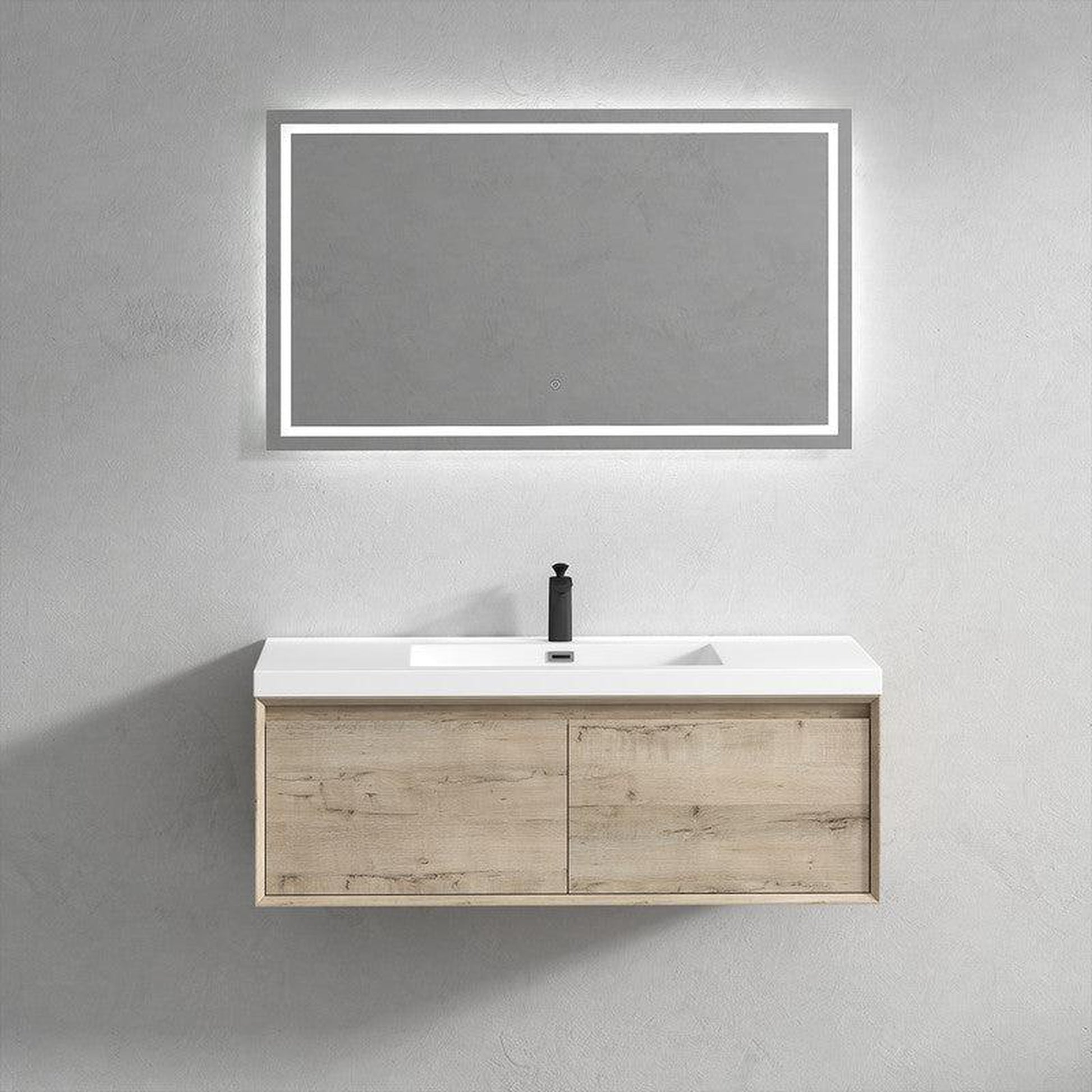 Moreno Bath BELLA 48" Light Oak Wall-Mounted Vanity With Single Reinforced White Acrylic Sink