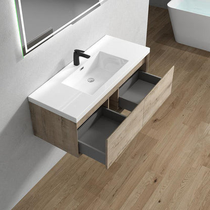 Moreno Bath BELLA 48" Light Oak Wall-Mounted Vanity With Single Reinforced White Acrylic Sink