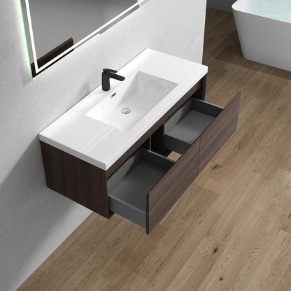 Moreno Bath BELLA 48" Red Oak Wall-Mounted Vanity With Single Reinforced White Acrylic Sink