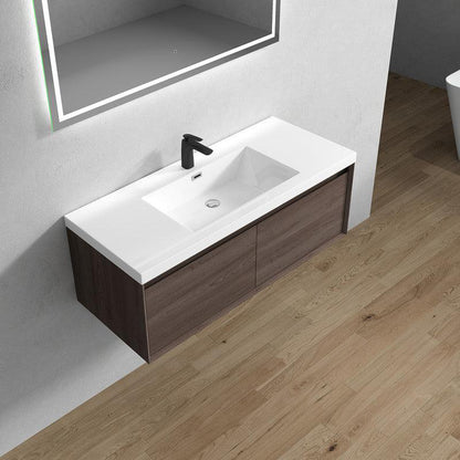 Moreno Bath BELLA 48" Red Oak Wall-Mounted Vanity With Single Reinforced White Acrylic Sink