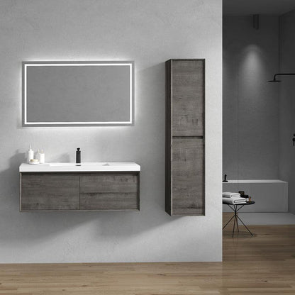 Moreno Bath BELLA 48" Smoke Oak Wall-Mounted Vanity With Single Reinforced White Acrylic Sink