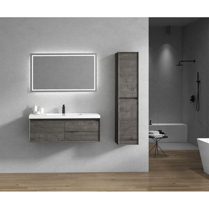 Moreno Bath BELLA 48" Smoke Oak Wall-Mounted Vanity With Single Reinforced White Acrylic Sink