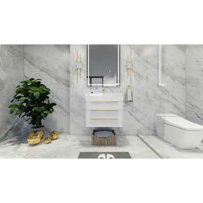 Moreno Bath Bethany 24" High Gloss White Wall-Mounted Vanity With Single Reinforced White Acrylic Sink