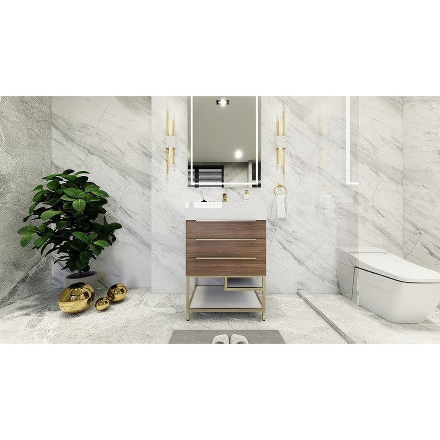 Moreno Bath Bethany 24" Rosewood Freestanding Vanity With Single Reinforced White Acrylic Sink