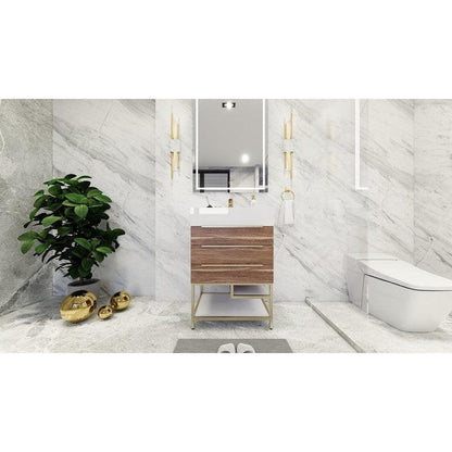 Moreno Bath Bethany 24" White Oak Freestanding Vanity With Single Reinforced White Acrylic Sink