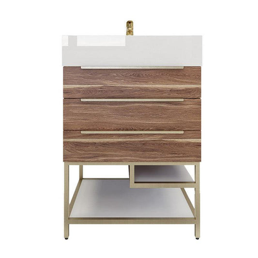 Moreno Bath Bethany 24" White Oak Freestanding Vanity With Single Reinforced White Acrylic Sink