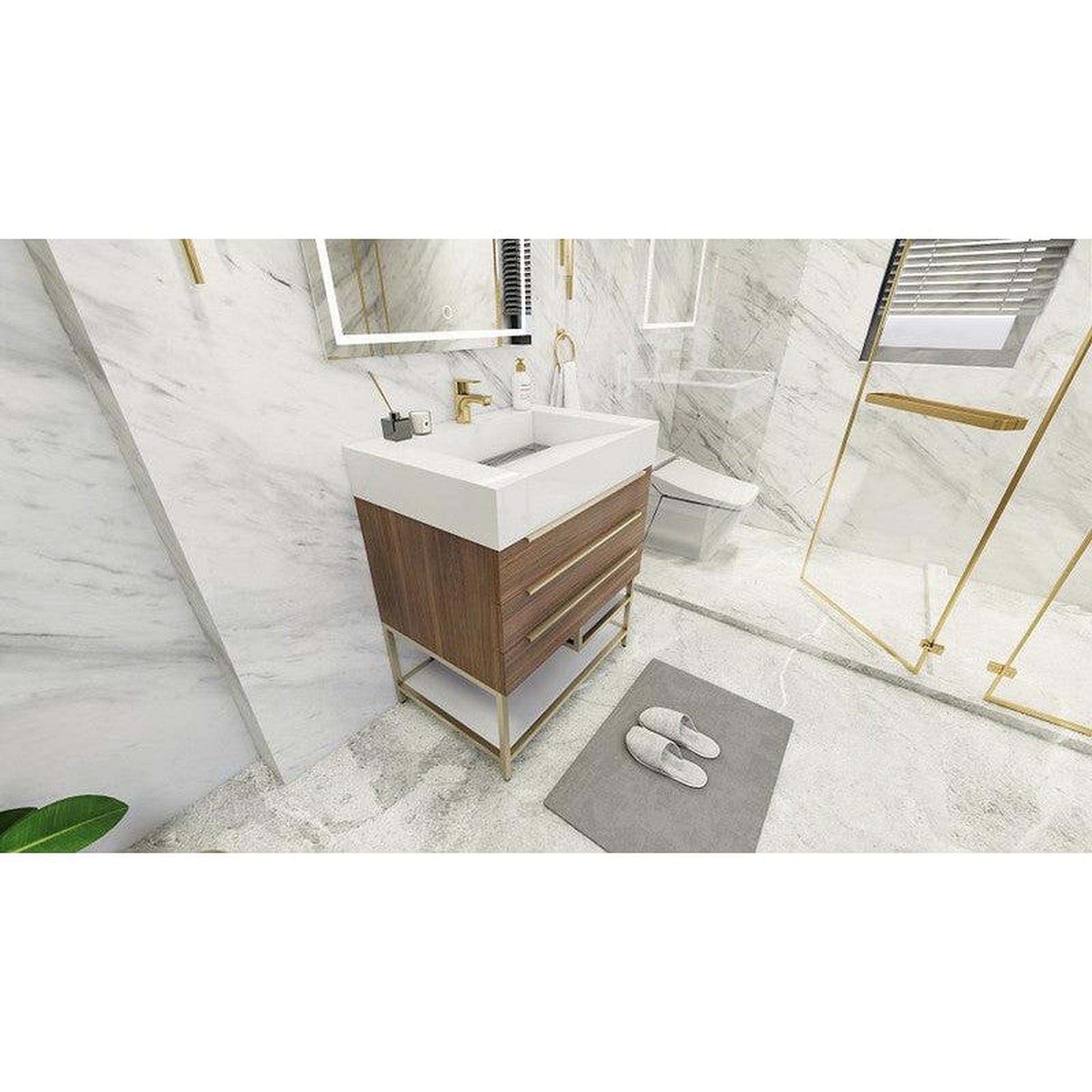 Moreno Bath Bethany 30" Rosewood Freestanding Vanity With Single Reinforced White Acrylic Sink