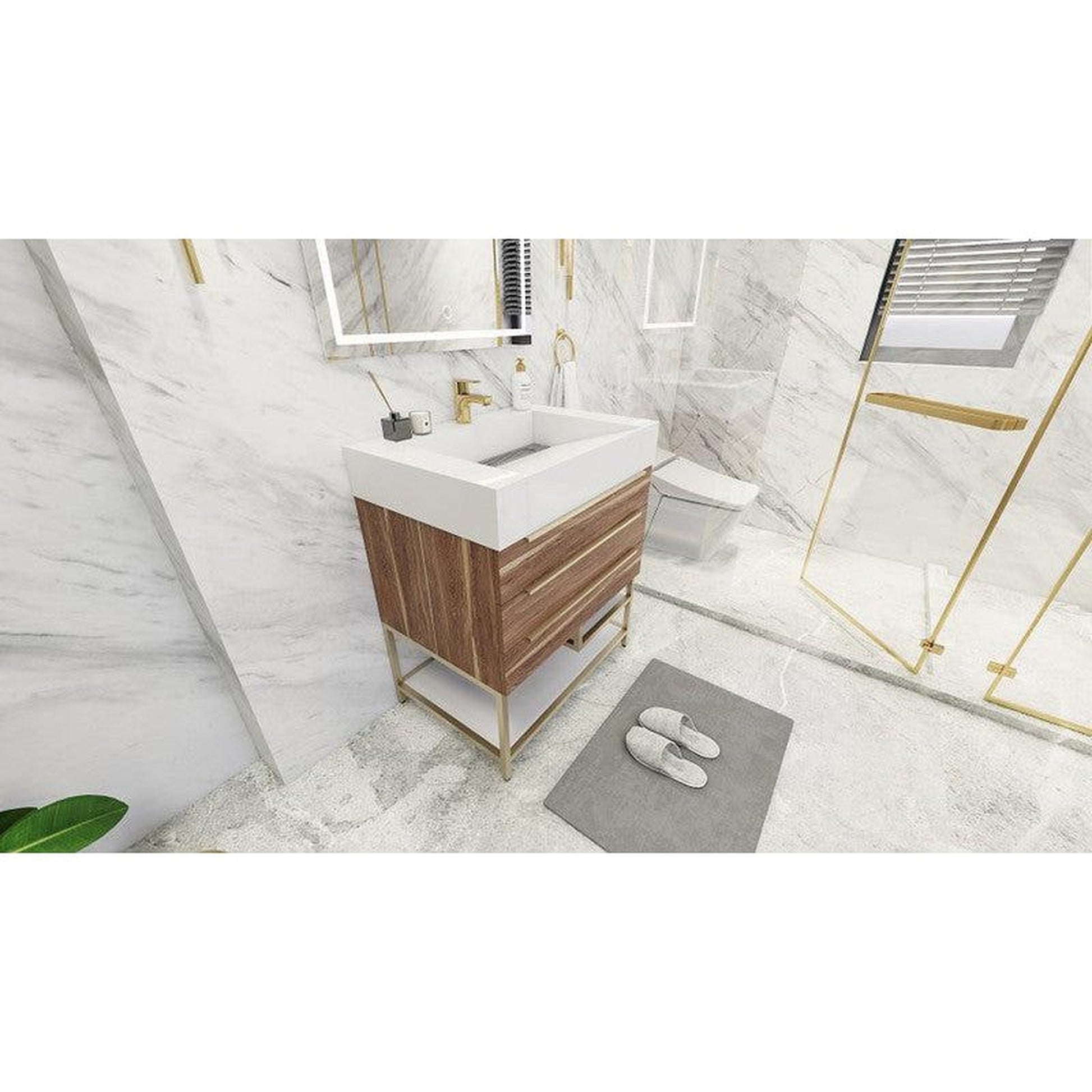 Moreno Bath Bethany 30" White Oak Freestanding Vanity With Single Reinforced White Acrylic Sink