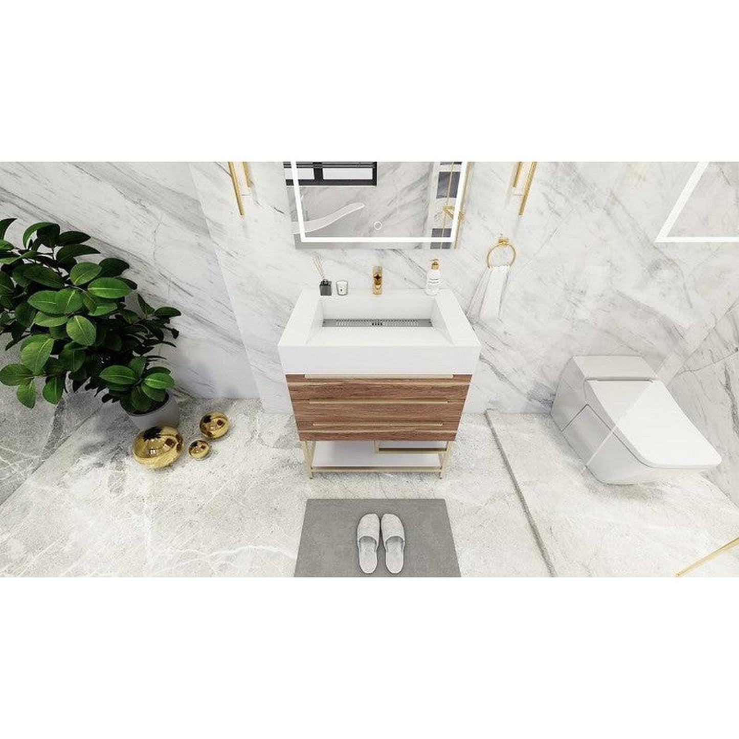 Moreno Bath Bethany 30" White Oak Freestanding Vanity With Single Reinforced White Acrylic Sink