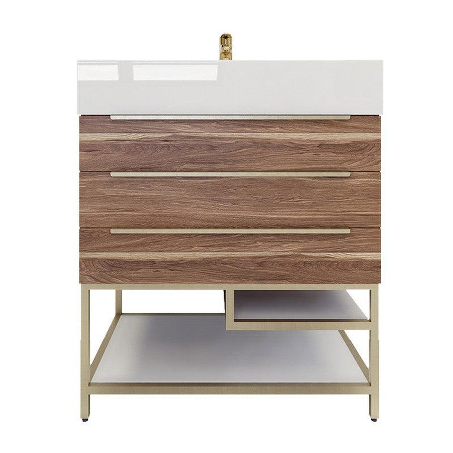 Moreno Bath Bethany 30" White Oak Freestanding Vanity With Single Reinforced White Acrylic Sink