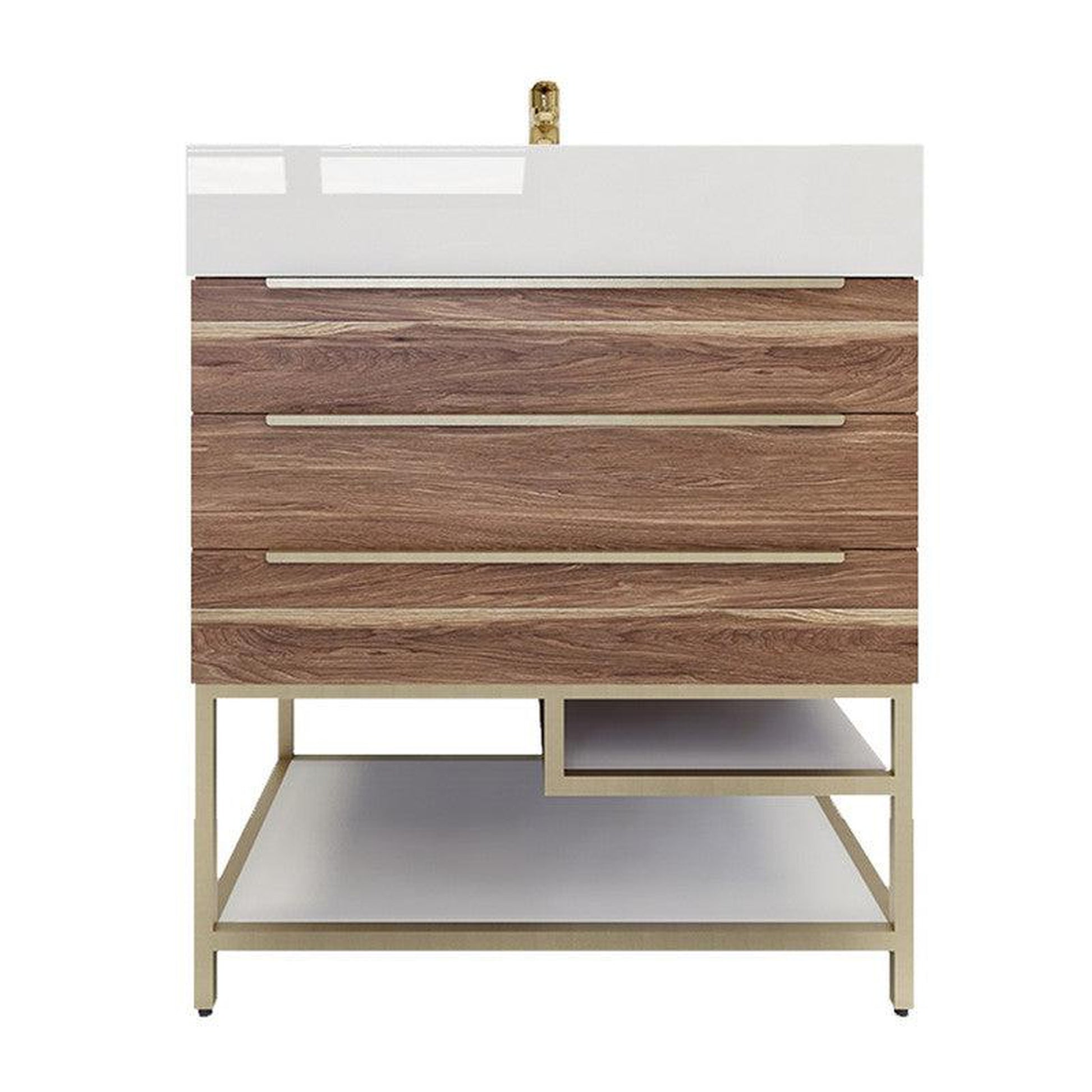 Moreno Bath Bethany 30" White Oak Freestanding Vanity With Single Reinforced White Acrylic Sink