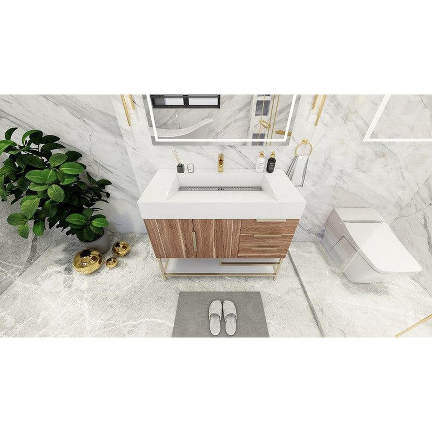 Moreno Bath Bethany 42" White Oak Freestanding Vanity With Right Side Drawers and Single Reinforced White Acrylic Sink