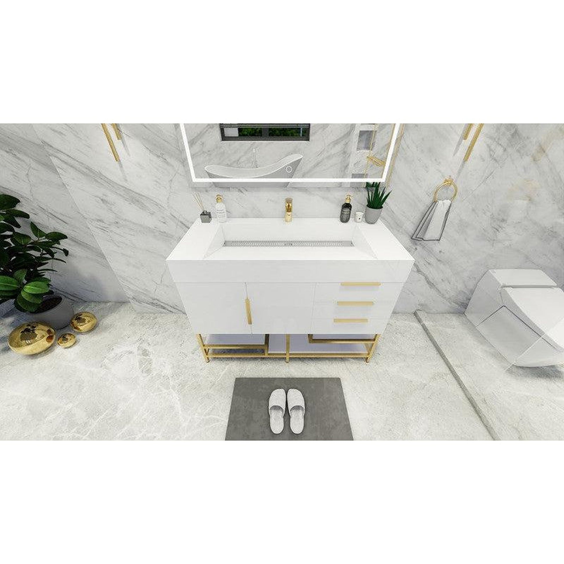 Moreno Bath Bethany 48" High Gloss White Freestanding Vanity With Single Reinforced White Acrylic Sink