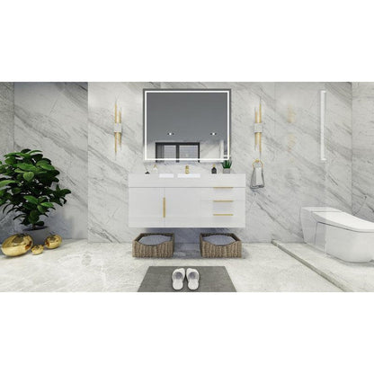 Moreno Bath Bethany 48" High Gloss White Wall-Mounted Vanity With Single Reinforced White Acrylic Sink