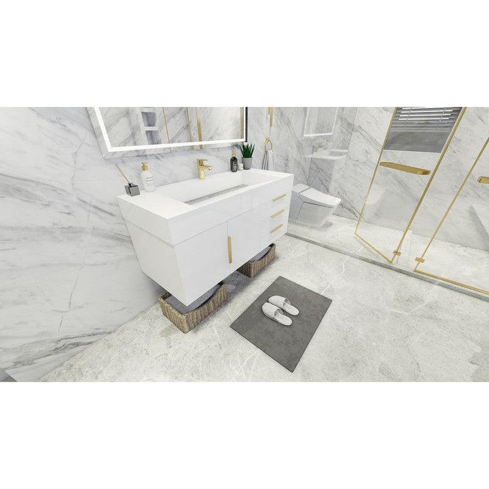 Moreno Bath Bethany 48" High Gloss White Wall-Mounted Vanity With Single Reinforced White Acrylic Sink