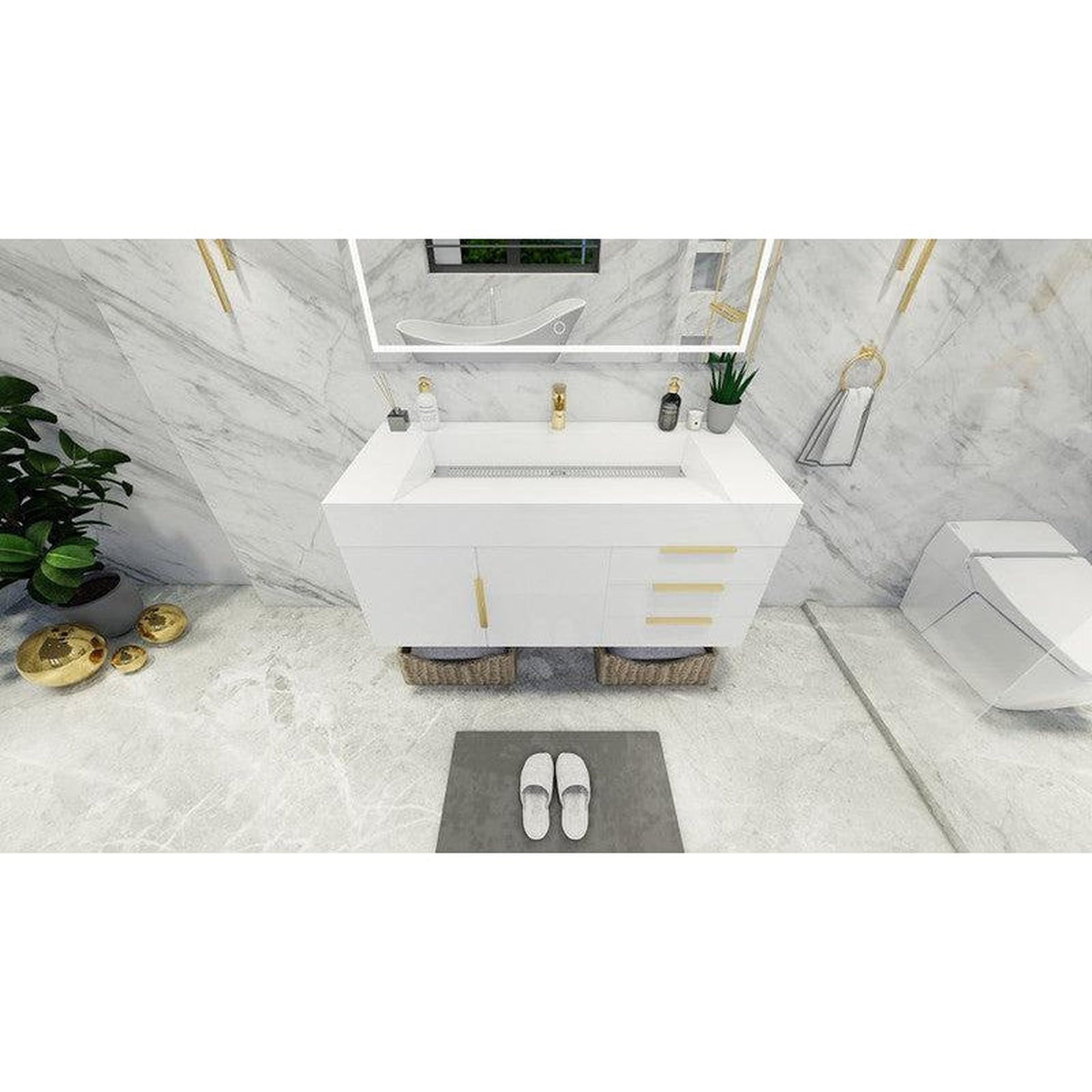 Moreno Bath Bethany 48" High Gloss White Wall-Mounted Vanity With Single Reinforced White Acrylic Sink