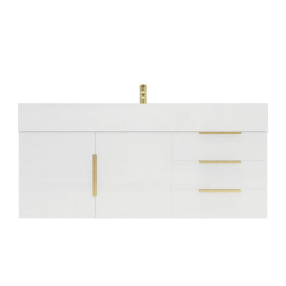 Moreno Bath Bethany 48" High Gloss White Wall-Mounted Vanity With Single Reinforced White Acrylic Sink
