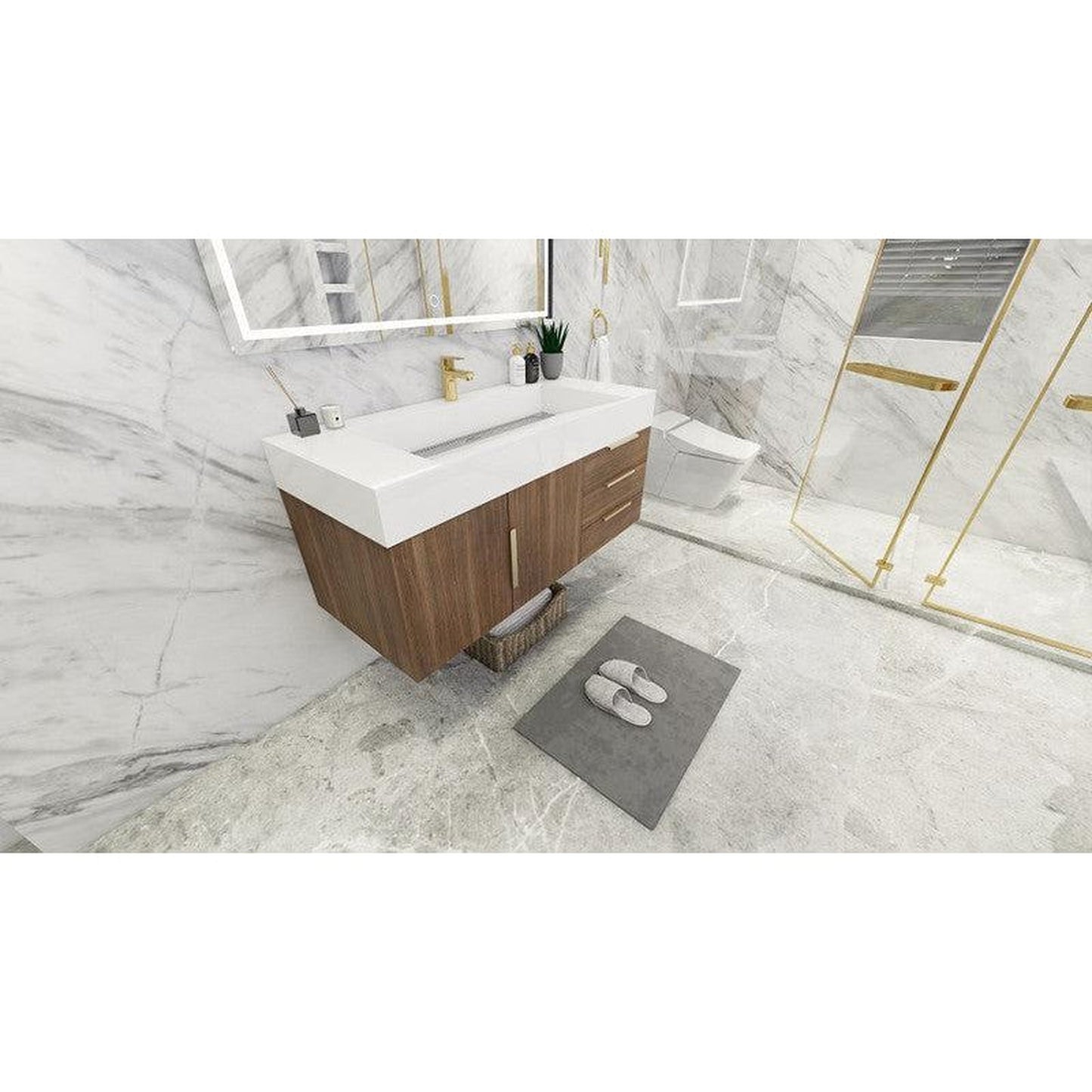 Moreno Bath Bethany 48" Rosewood Wall-Mounted Vanity With Single Reinforced White Acrylic Sink