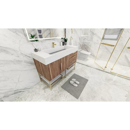 Moreno Bath Bethany 48" White Oak Freestanding Vanity With Single Reinforced White Acrylic Sink