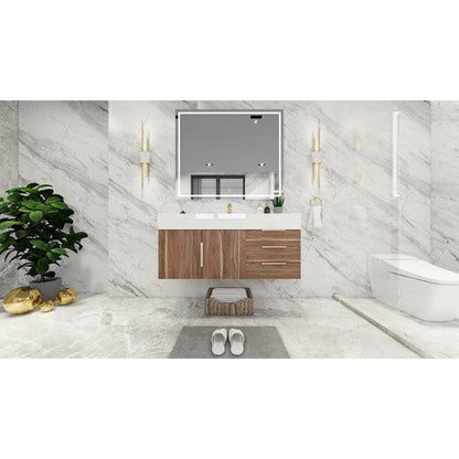 Moreno Bath Bethany 48" White Oak Wall-Mounted Vanity With Single Reinforced White Acrylic Sink