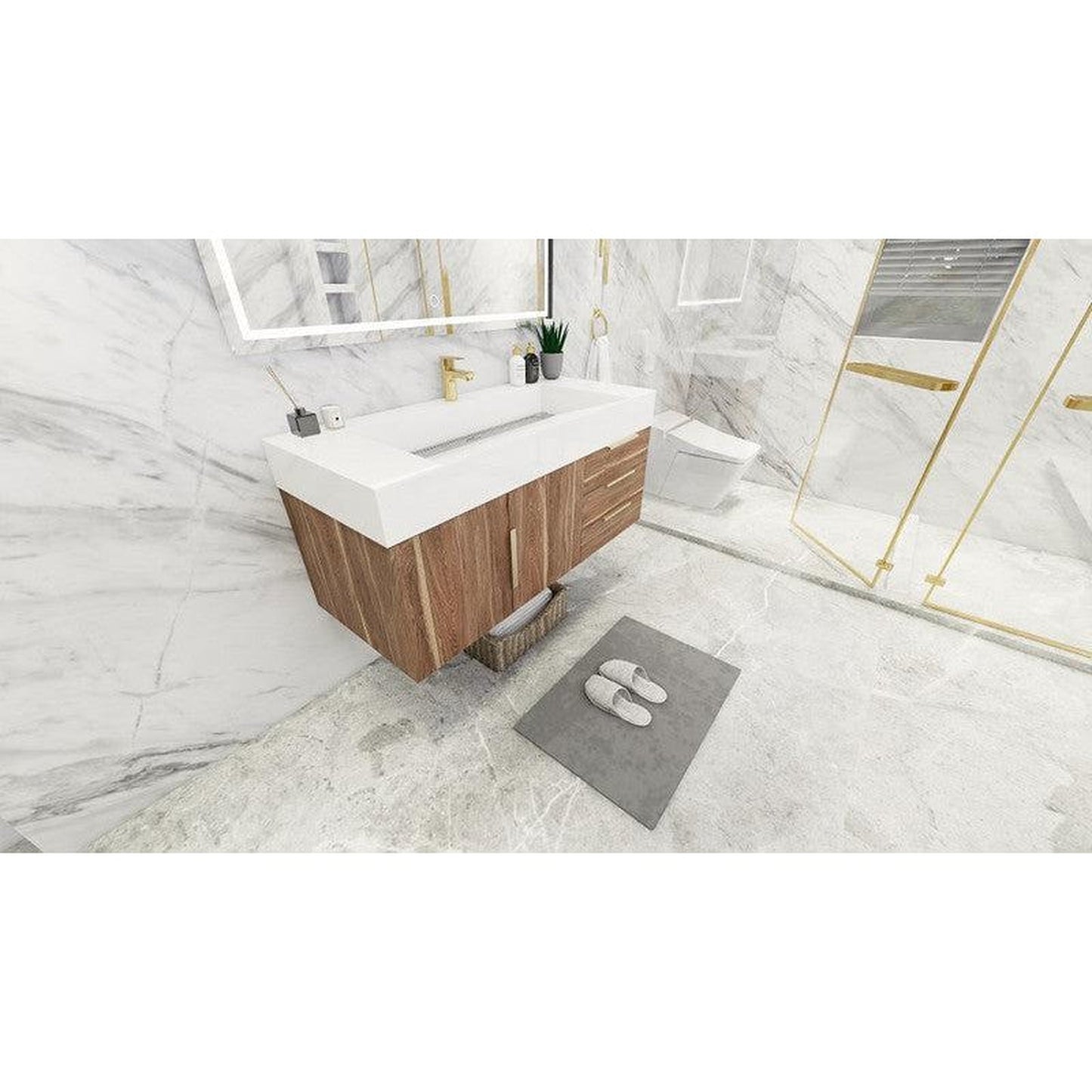Moreno Bath Bethany 48" White Oak Wall-Mounted Vanity With Single Reinforced White Acrylic Sink
