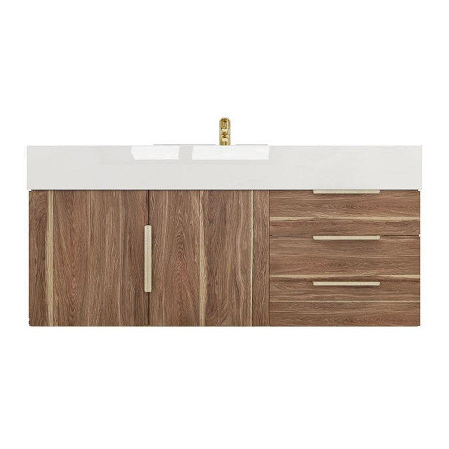 Moreno Bath Bethany 48" White Oak Wall-Mounted Vanity With Single Reinforced White Acrylic Sink