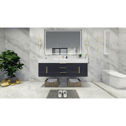 Moreno Bath Bethany 60" High Gloss Gray Wall-Mounted Vanity With Single Reinforced White Acrylic Sink
