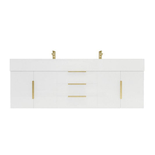 Moreno Bath Bethany 60" High Gloss White Wall-Mounted Vanity With Double Reinforced White Acrylic Sinks