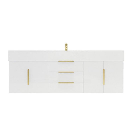 Moreno Bath Bethany 60" High Gloss White Wall-Mounted Vanity With Single Reinforced White Acrylic Sink