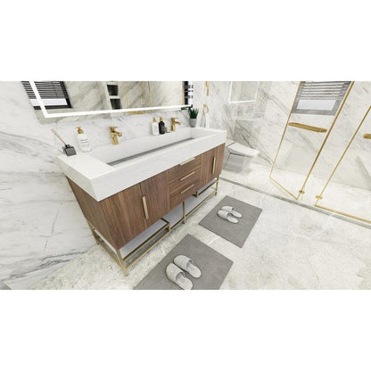 Moreno Bath Bethany 60" Rosewood Freestanding Vanity With Double Reinforced White Acrylic Sinks