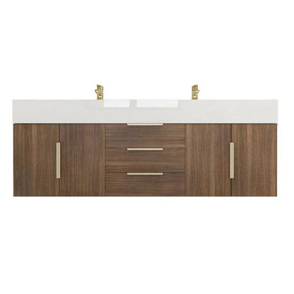 Moreno Bath Bethany 60" Rosewood Wall-Mounted Vanity With Double Reinforced White Acrylic Sinks