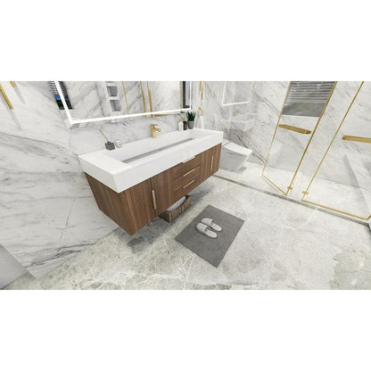 Moreno Bath Bethany 60" Rosewood Wall-Mounted Vanity With Single Reinforced White Acrylic Sink