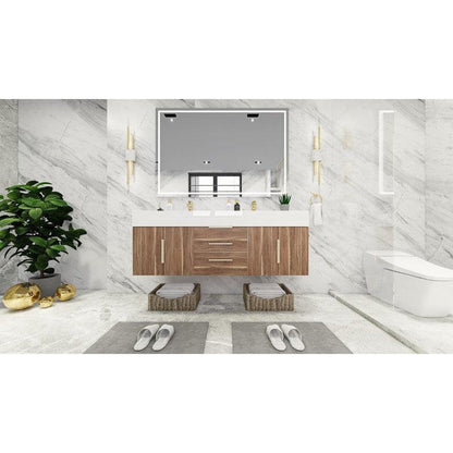 Moreno Bath Bethany 60" White Oak Wall-Mounted Vanity With Double Reinforced White Acrylic Sinks