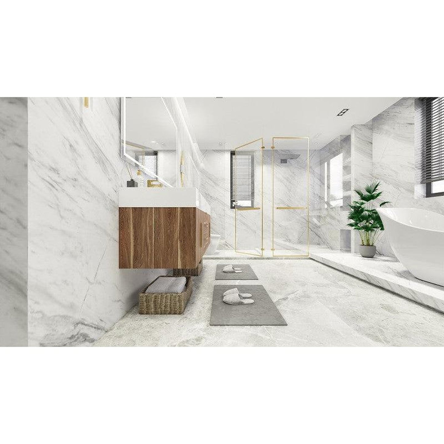 Moreno Bath Bethany 60" White Oak Wall-Mounted Vanity With Double Reinforced White Acrylic Sinks