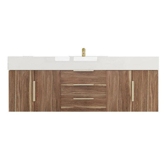 Moreno Bath Bethany 60" White Oak Wall-Mounted Vanity With Single Reinforced White Acrylic Sink