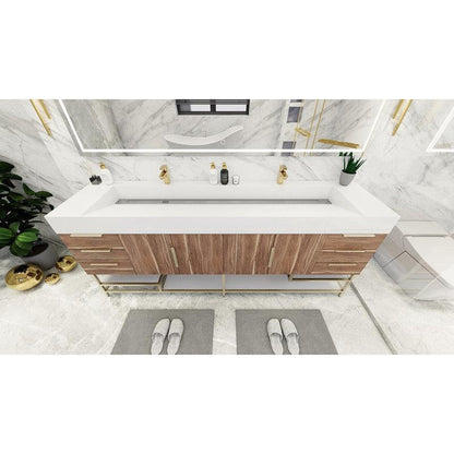 Moreno Bath Bethany 84" White Oak Freestanding Vanity With Double Reinforced White Acrylic Sinks