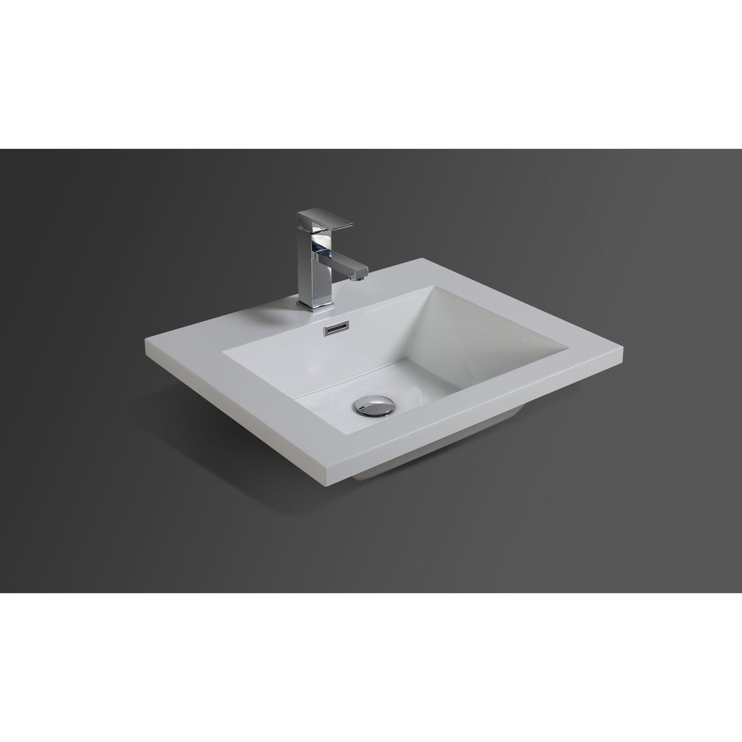 Moreno Bath Bohemia Lina 24" Dark Gray Oak Wall-Mounted Vanity With Single Reinforced White Acrylic Sink