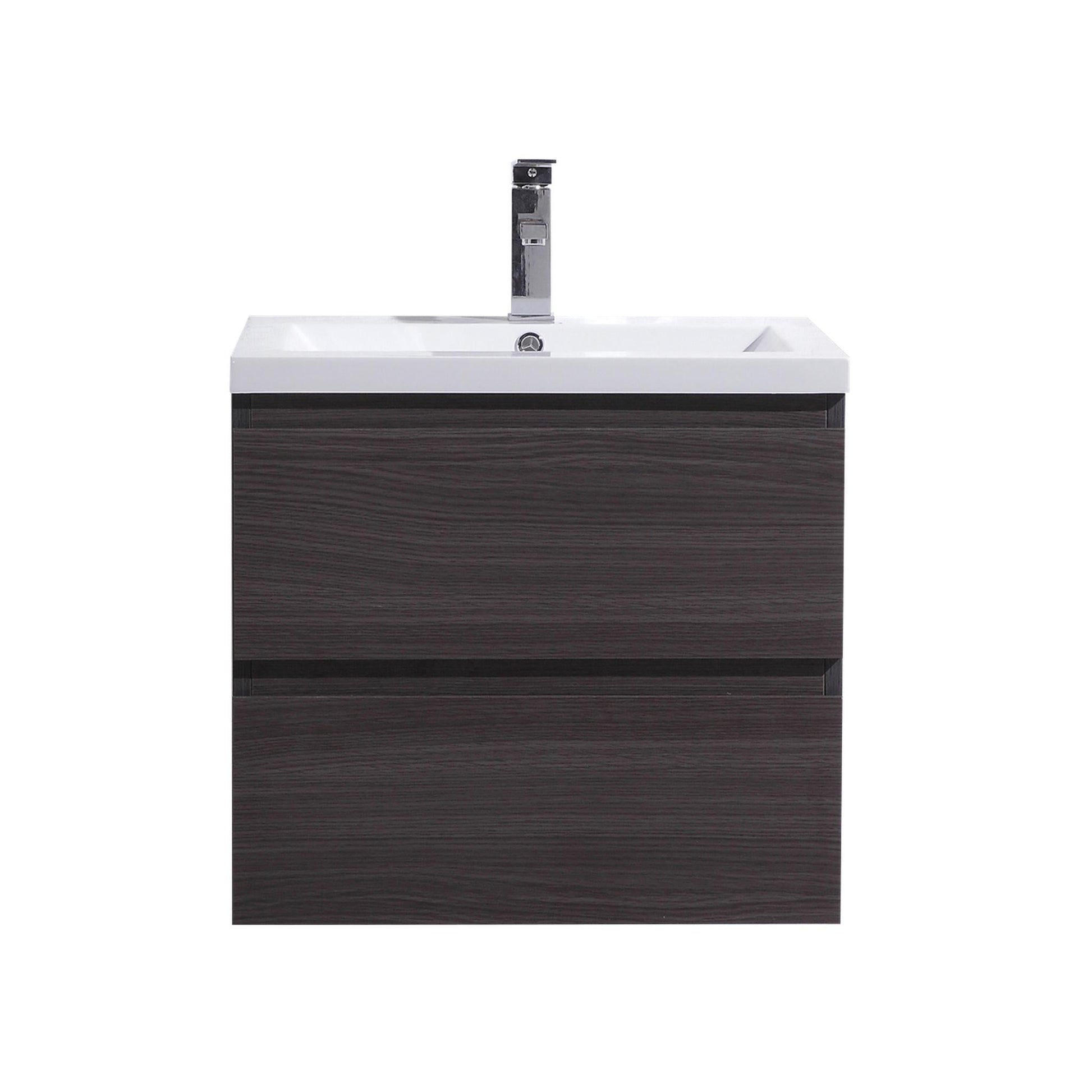 Moreno Bath Bohemia Lina 24" Dark Gray Oak Wall-Mounted Vanity With Single Reinforced White Acrylic Sink